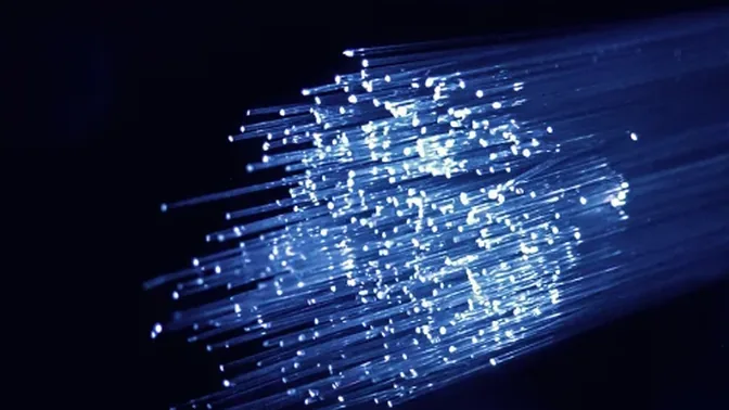 Fibre optic strands carrying light