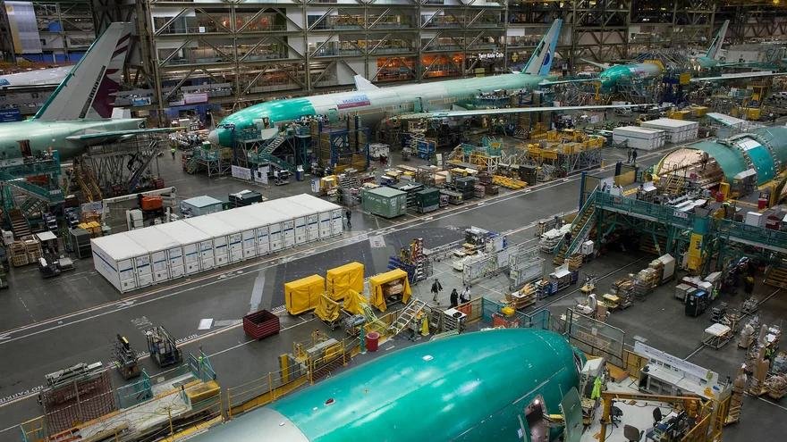 Aircraft assembly line, the kind of multi-facility production this coordinated