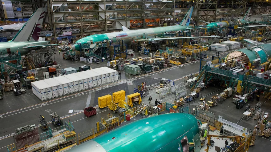 Aircraft assembly line, the kind of multi-facility production this coordinated